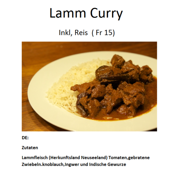 Lamm Curry Welcome